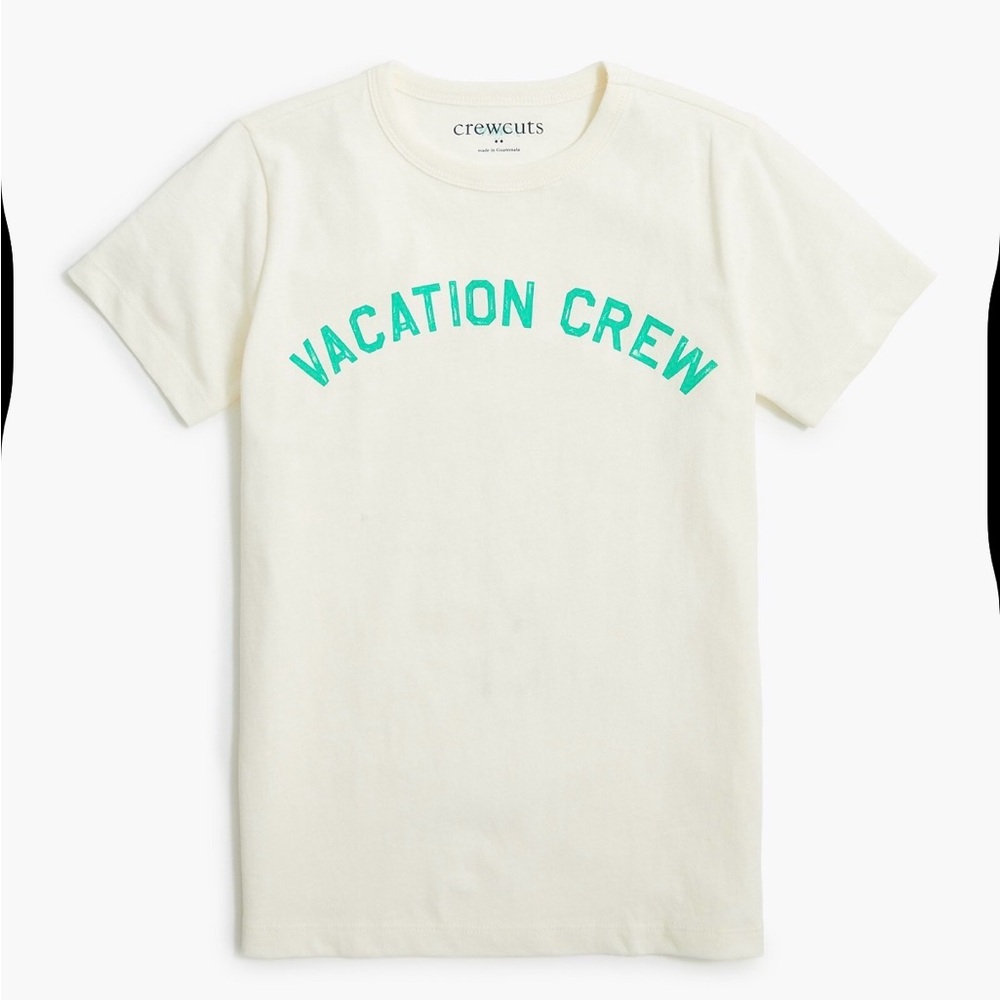 NWT Crewcuts Cream T-Shirt with Green Print vacation crew